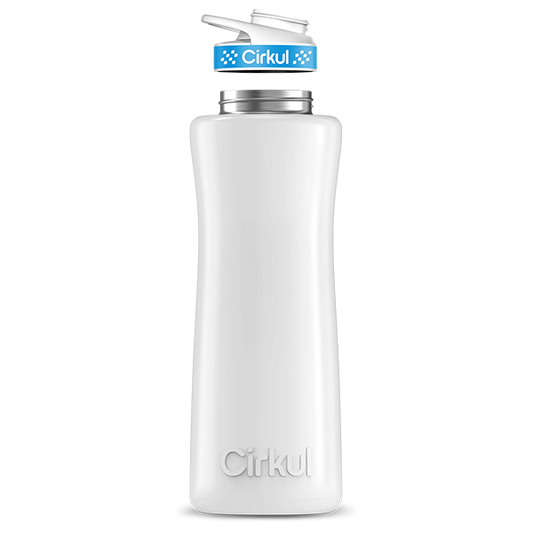 42oz. White Stainless Steel Bottle & Comfort Grip Lid